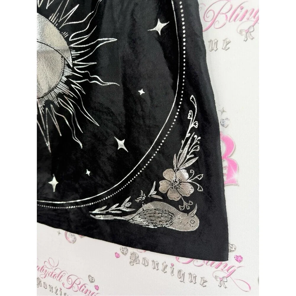 Scarf Black Metallic Sun & Moon Graphic Bandana Top